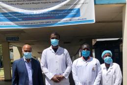 Department of Surgery Chairman Dr. Julius Kiboi with postgraduate students.