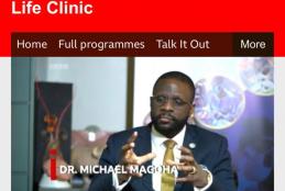 Neurosurgeon Dr Michael AA Magoha talking on BBC TV
